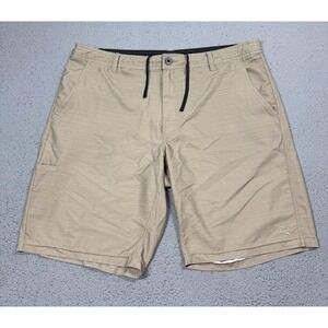 DaHui Hybrid Collection Shorts Mens 38 Beige Chino Stretch Zip Pocket 10‎ Inseam